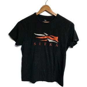 Sitka Gear Mens Logo Graphic T-Shirt Black Pima Cotton Short Sleeve Large